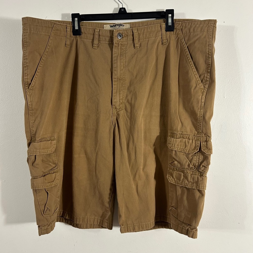 Wrangler Authentics Cargo Shorts Mens 44 Khaki Brown ZM6BSAO Cotton WORKWEAR‎